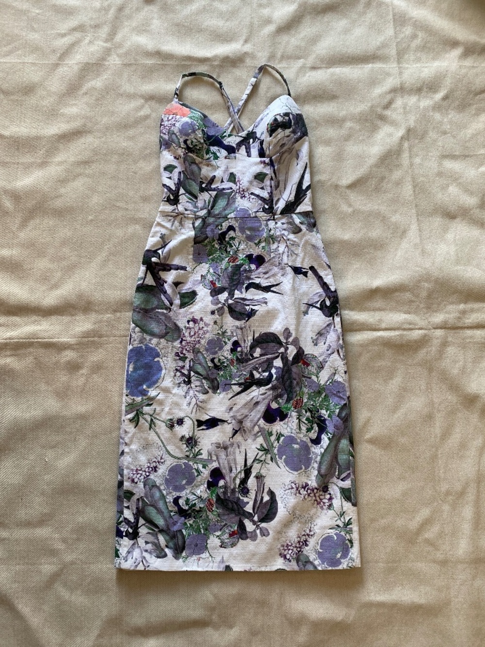ERDEM Floral Bird Print Midi Dress Size 4